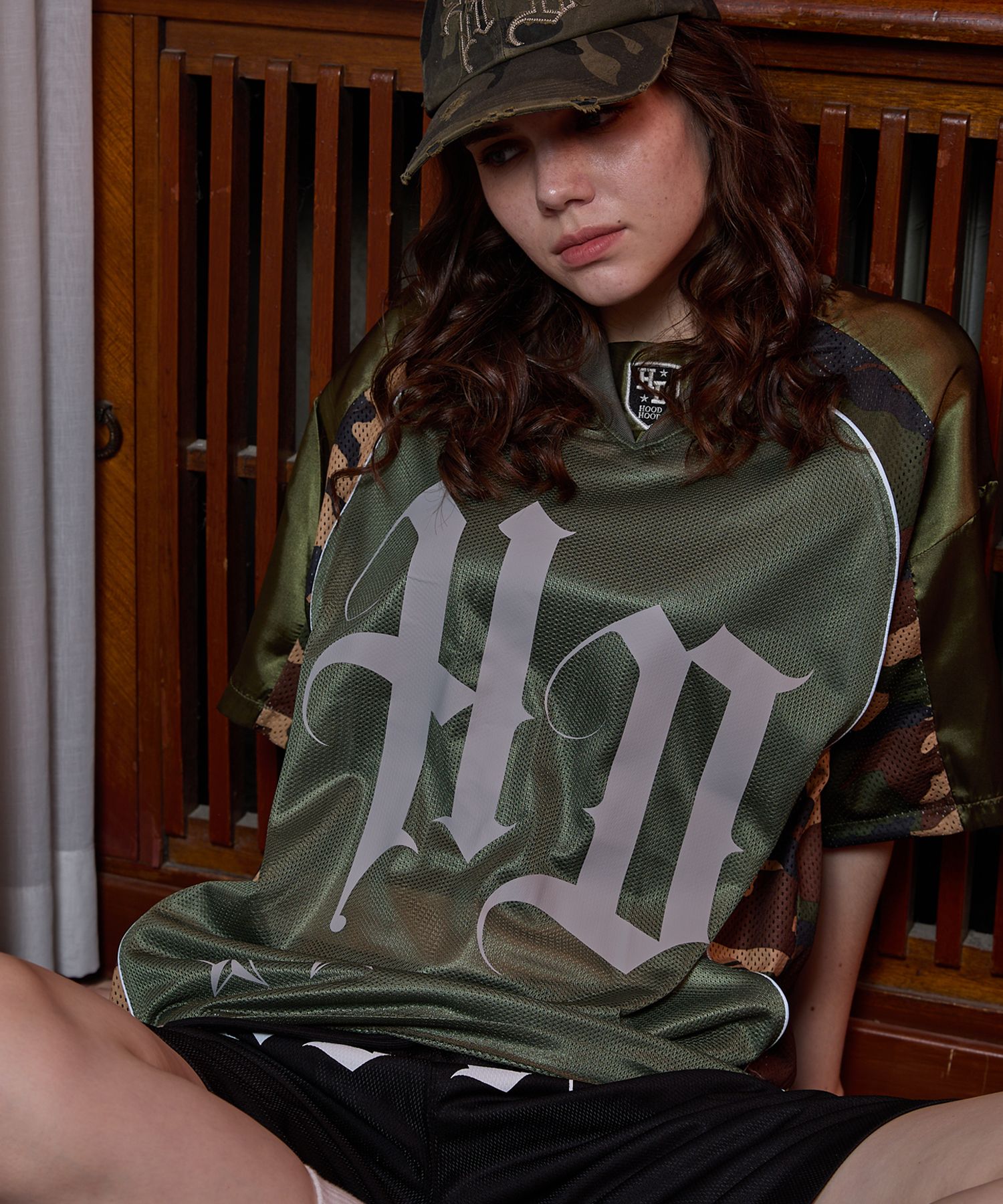 HOODHOOD ♥ HD CAMO mesh jersey half sleeve T-shirt HOODHOOD - HD CAMO mesh jersey half sleeve T-shirt KHAKI