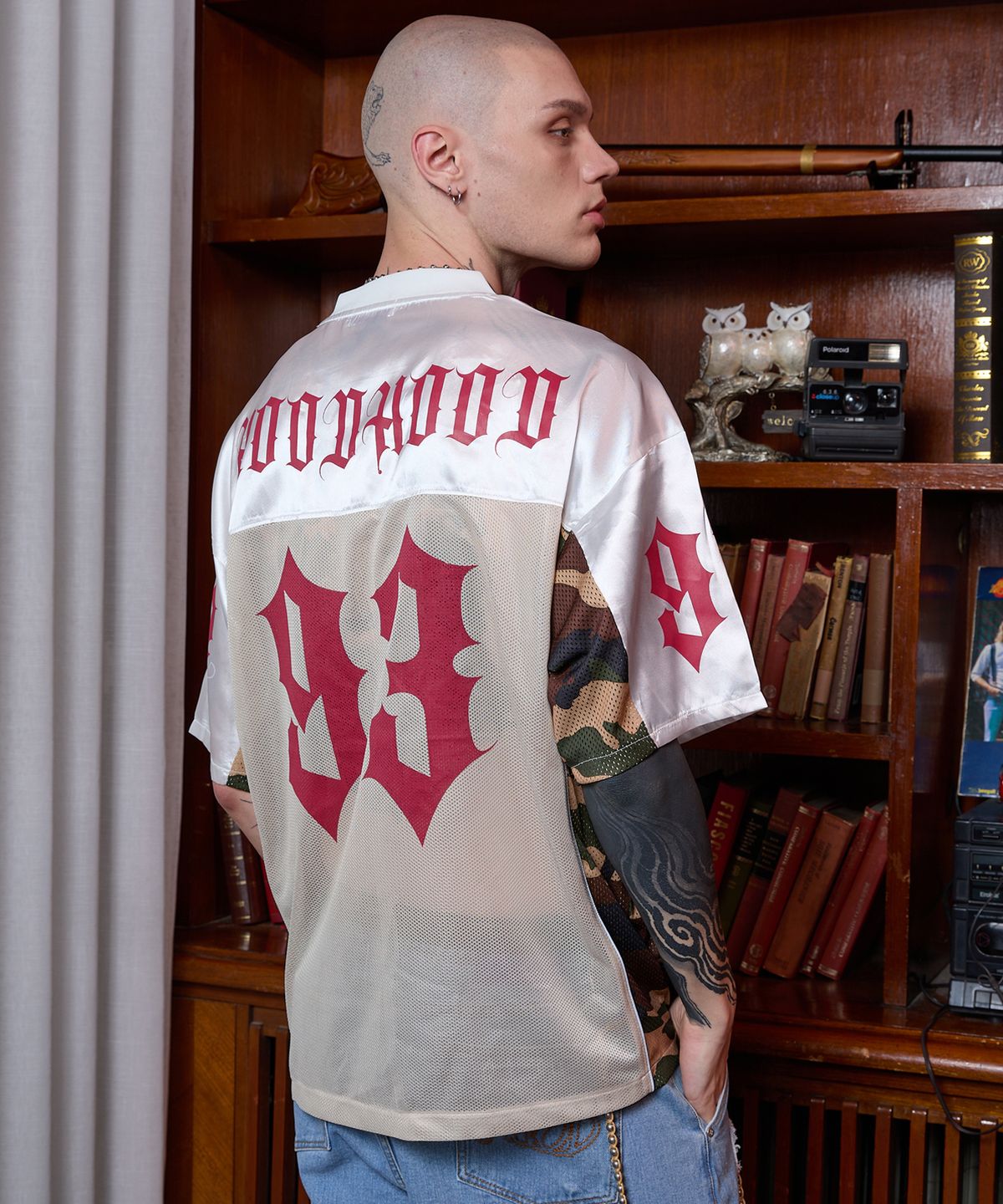 후드후드(HOODHOOD) HD 카모 메쉬 져지 반팔티셔츠 화이트