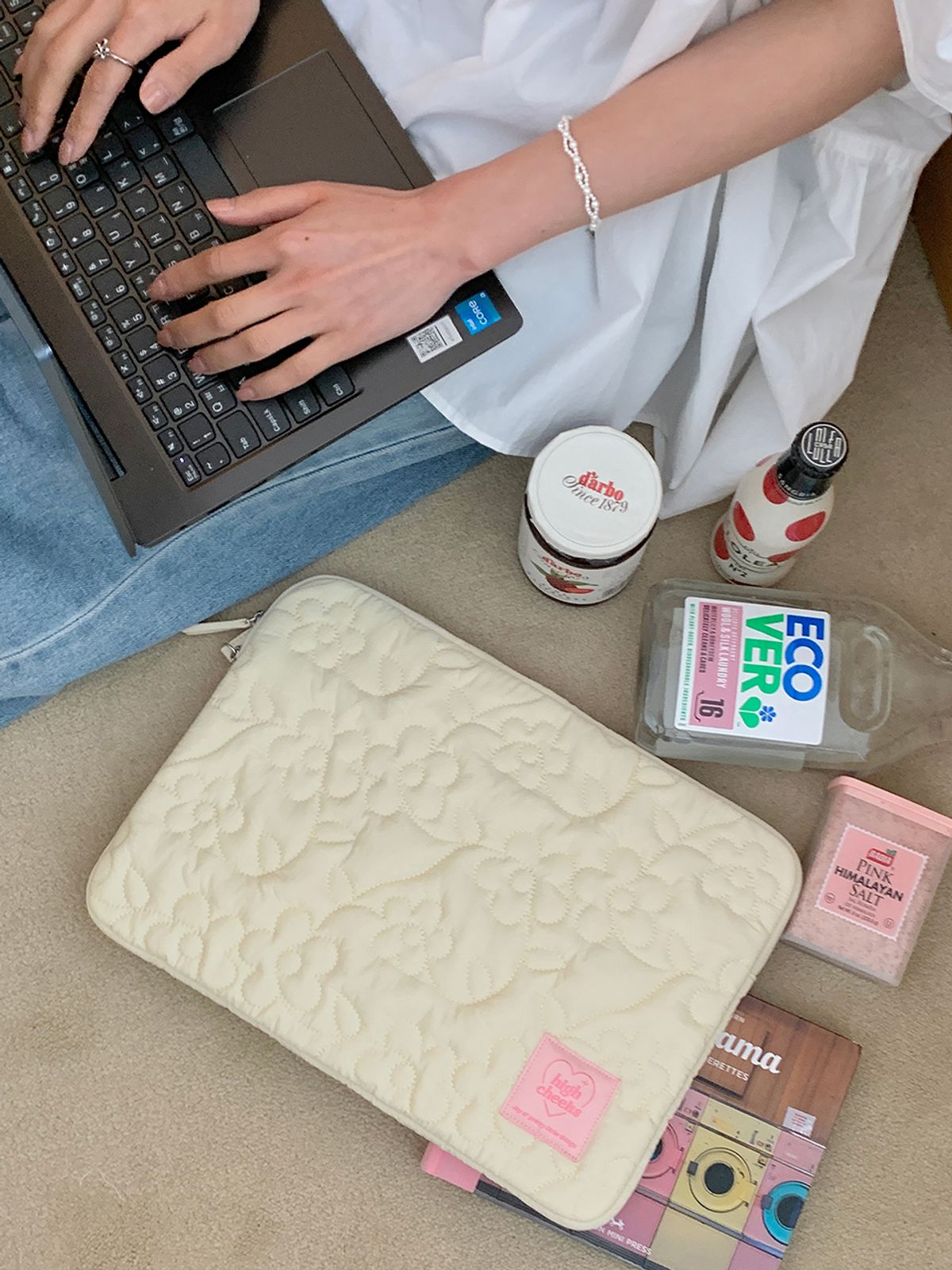 하이칙스(HIGH CHEEKS) Flower Puffy Notebook Pouch_HC2435PC002M