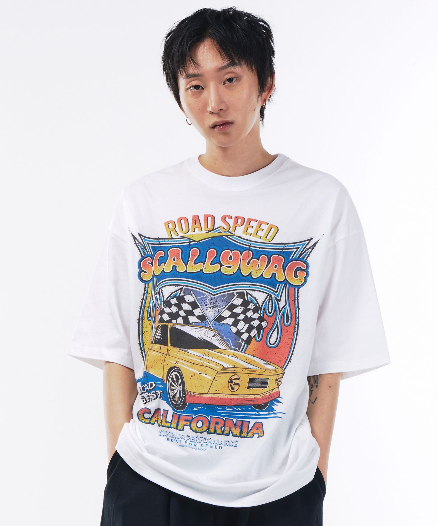 【Crazy Car Wash Crew】25SS★ RAC GRAPHIC TEE MSBESYOR Women Los Angeles Letter Racing Graphic Print