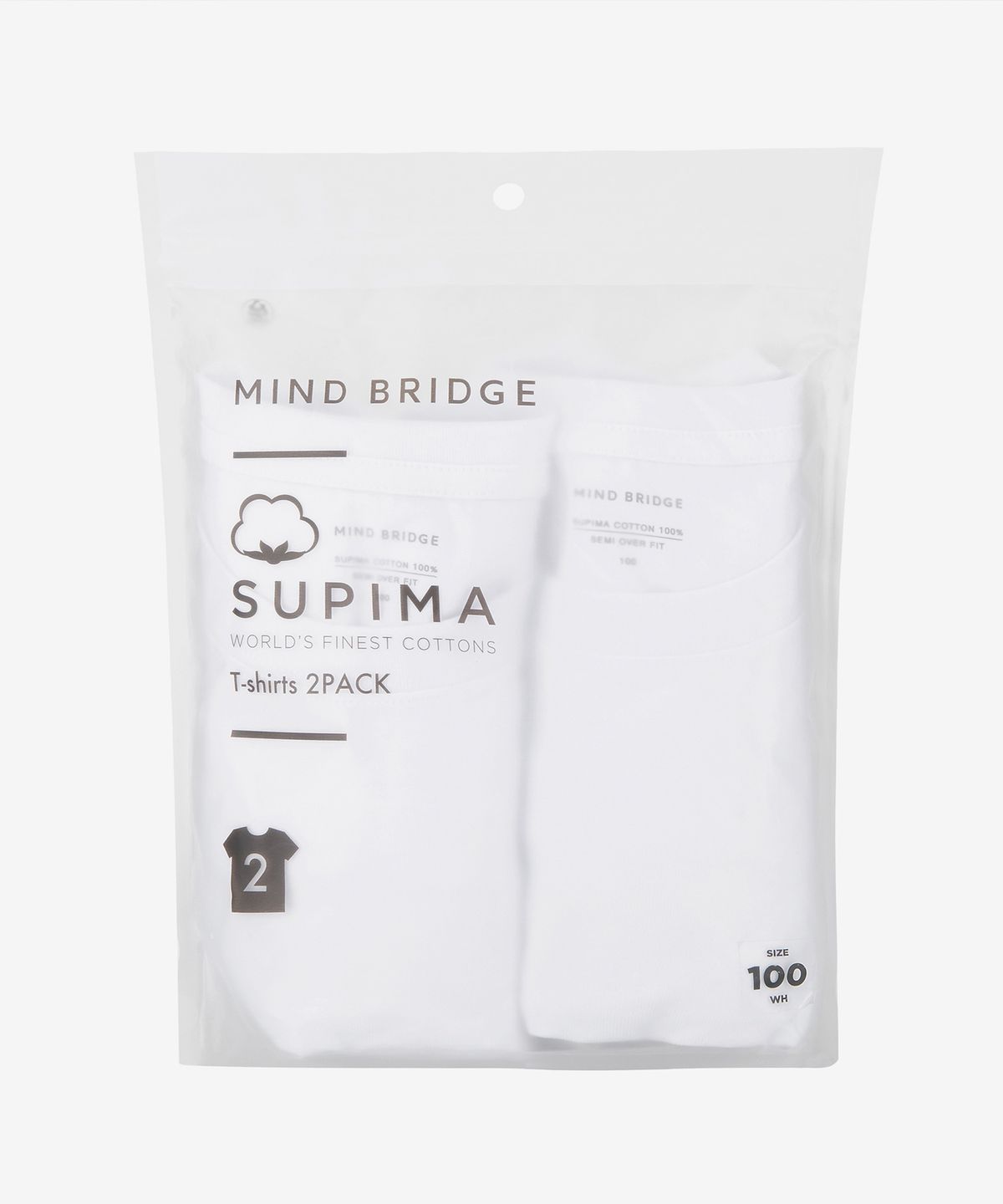 마인드브릿지(MINDBRIDGE) [2팩][수피마]고밀도순면세미오버반팔티셔츠 - 2color MATS01A1