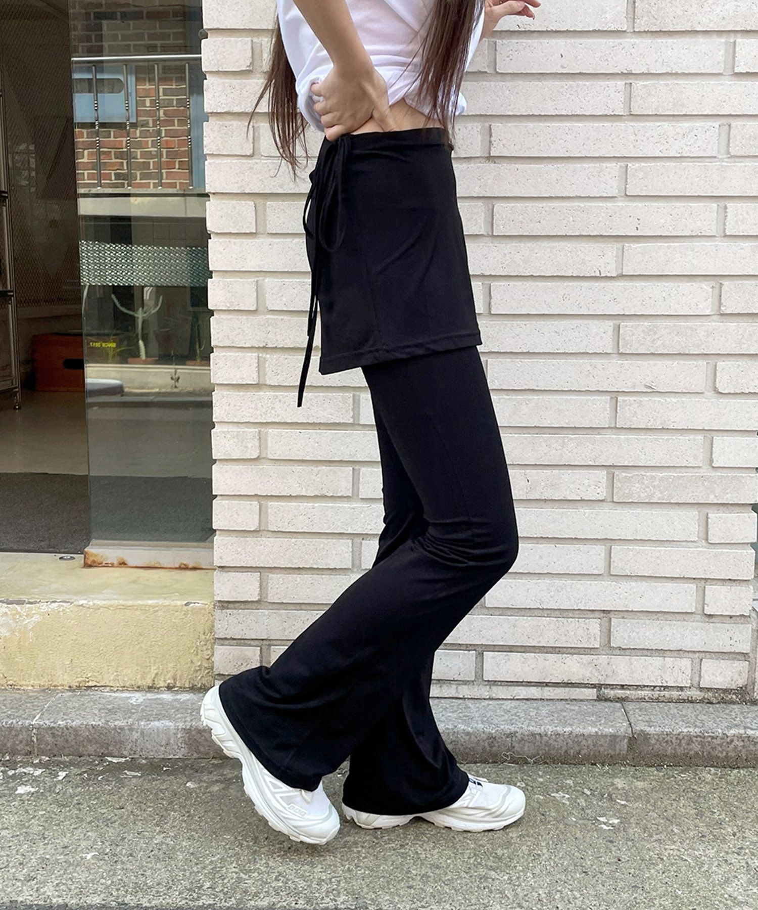●muahmuah● Layered String Skirt Pants Black _MUP24001_ MUSINSA | MUAHMUAH Layered String Skirt Pants [Black]