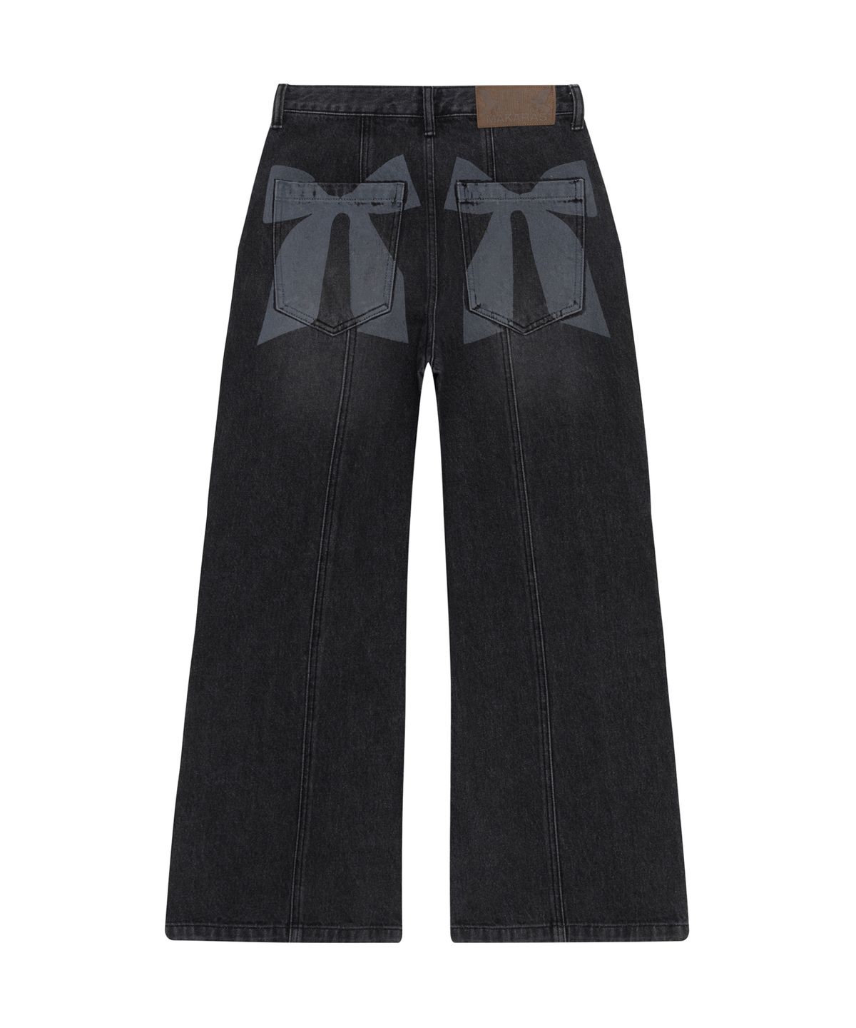 이우가마카라스(IUGAMAKARAS) Ribbon Denim Pants (Black)