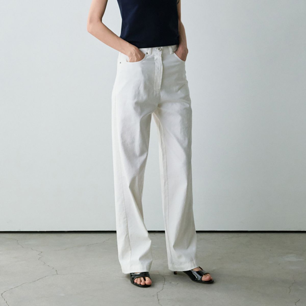 노우드(NOEUD) Linen detail pants (Ivory)