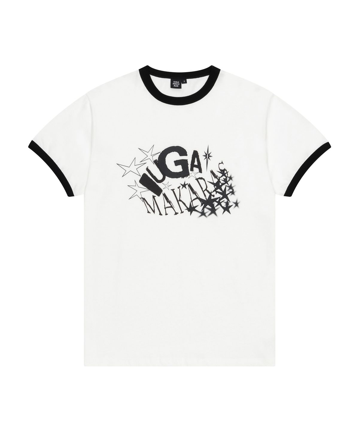이우가마카라스(IUGAMAKARAS) Star Printed Ringer Top (Black)