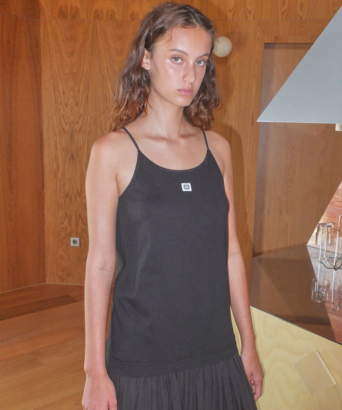엔오르(EN OR) COTTON SHIRRING MAXI DRESS - BLACK