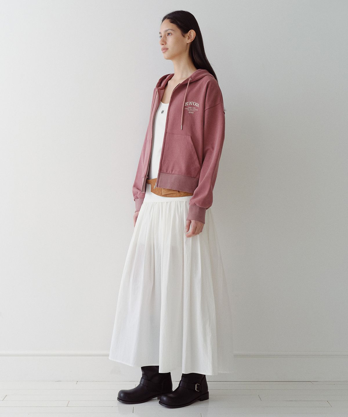 엔오르(EN OR) COTTON SHIRRING MAXI DRESS - WHITE