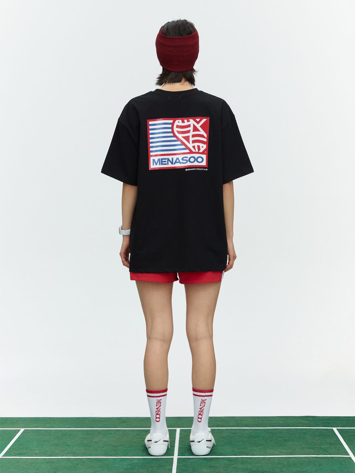 미나수(MENASOO) SMALL HEARTTRACK OVER FIT TEE_BLACK EDITION