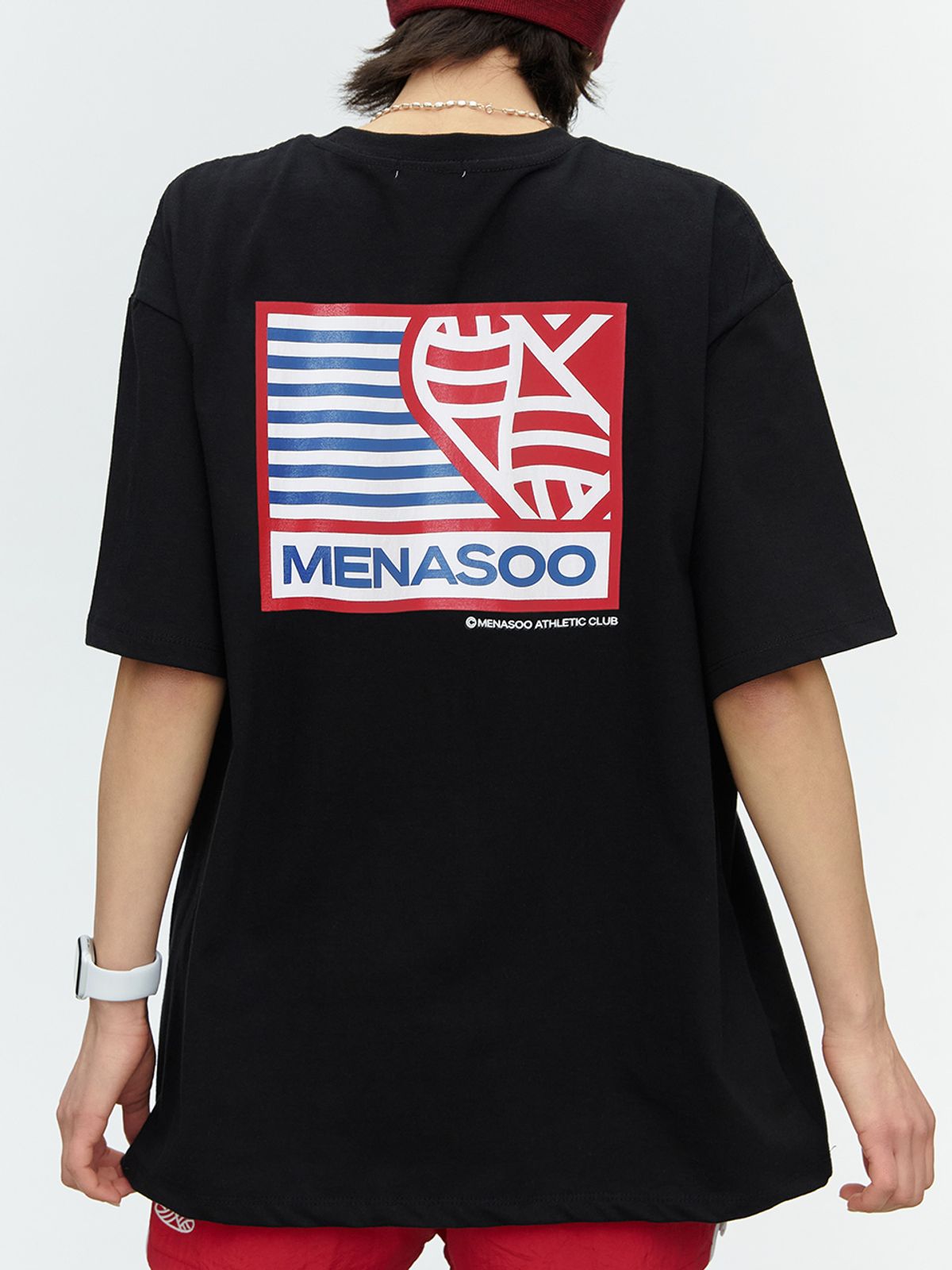 미나수(MENASOO) SMALL HEARTTRACK OVER FIT TEE_BLACK EDITION