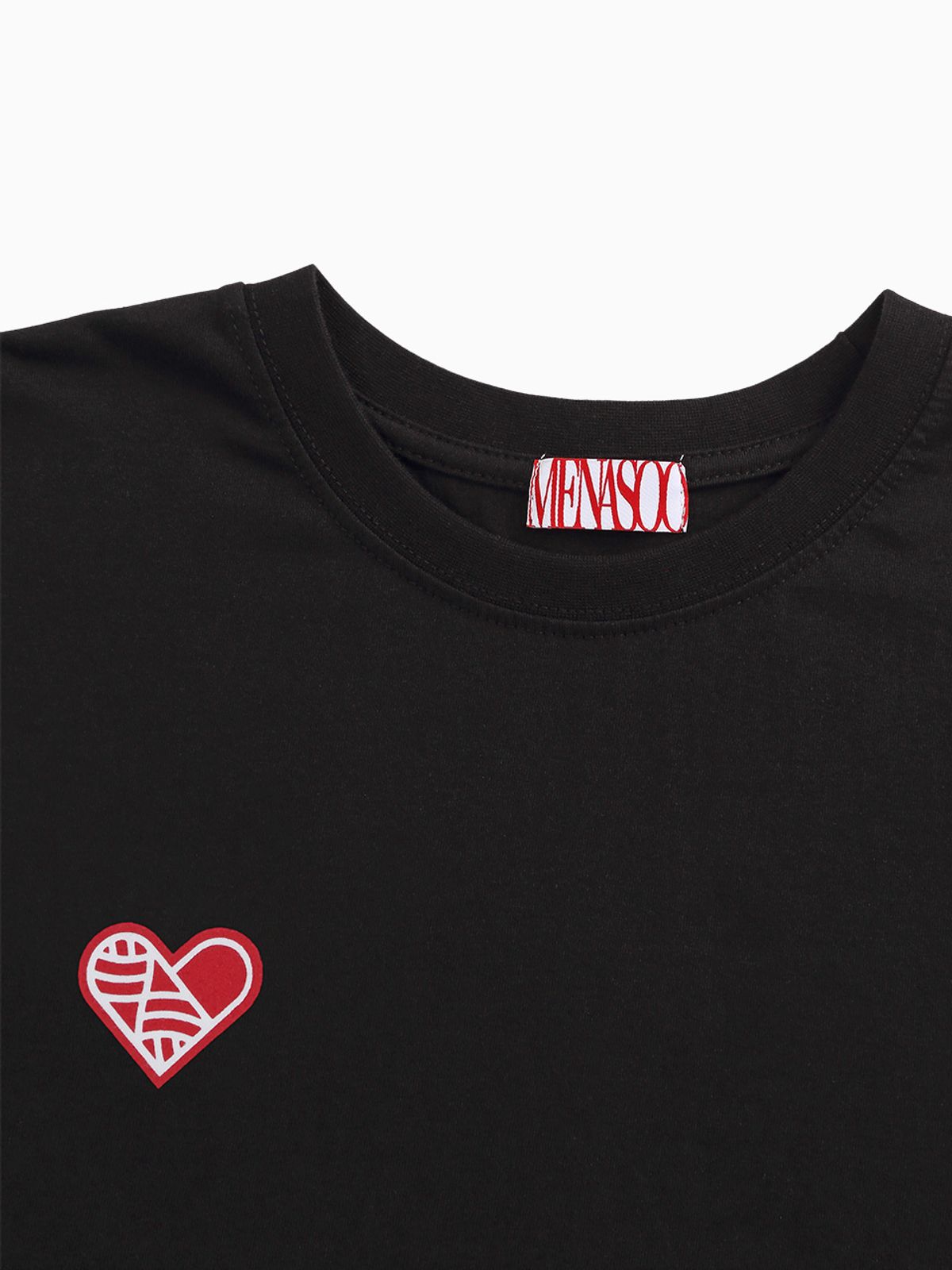 미나수(MENASOO) SMALL HEARTTRACK OVER FIT TEE_BLACK EDITION