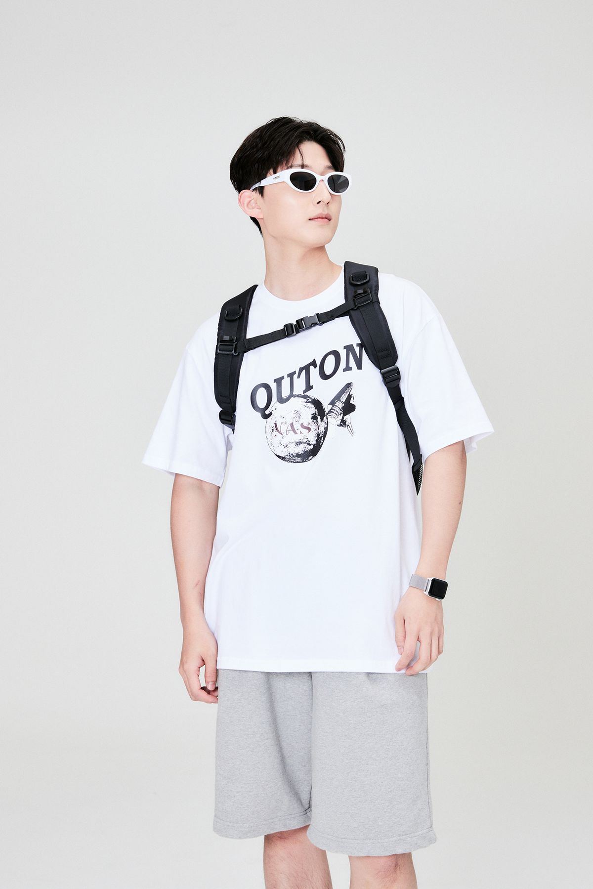 쿠톤(QUTON) 나사스페이스 오버핏 헤비 반팔티셔츠_화이트