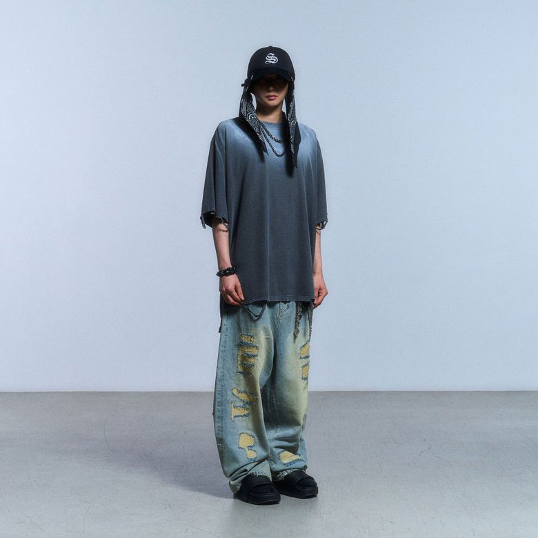 MUSINSA公式 | SCHISM INDUCING ARCHIVE DAMAGED JEANS_BLUE