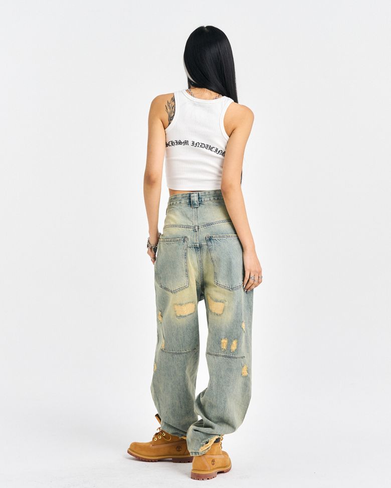 MUSINSA公式 | SCHISM INDUCING ARCHIVE DAMAGED JEANS_BLUE