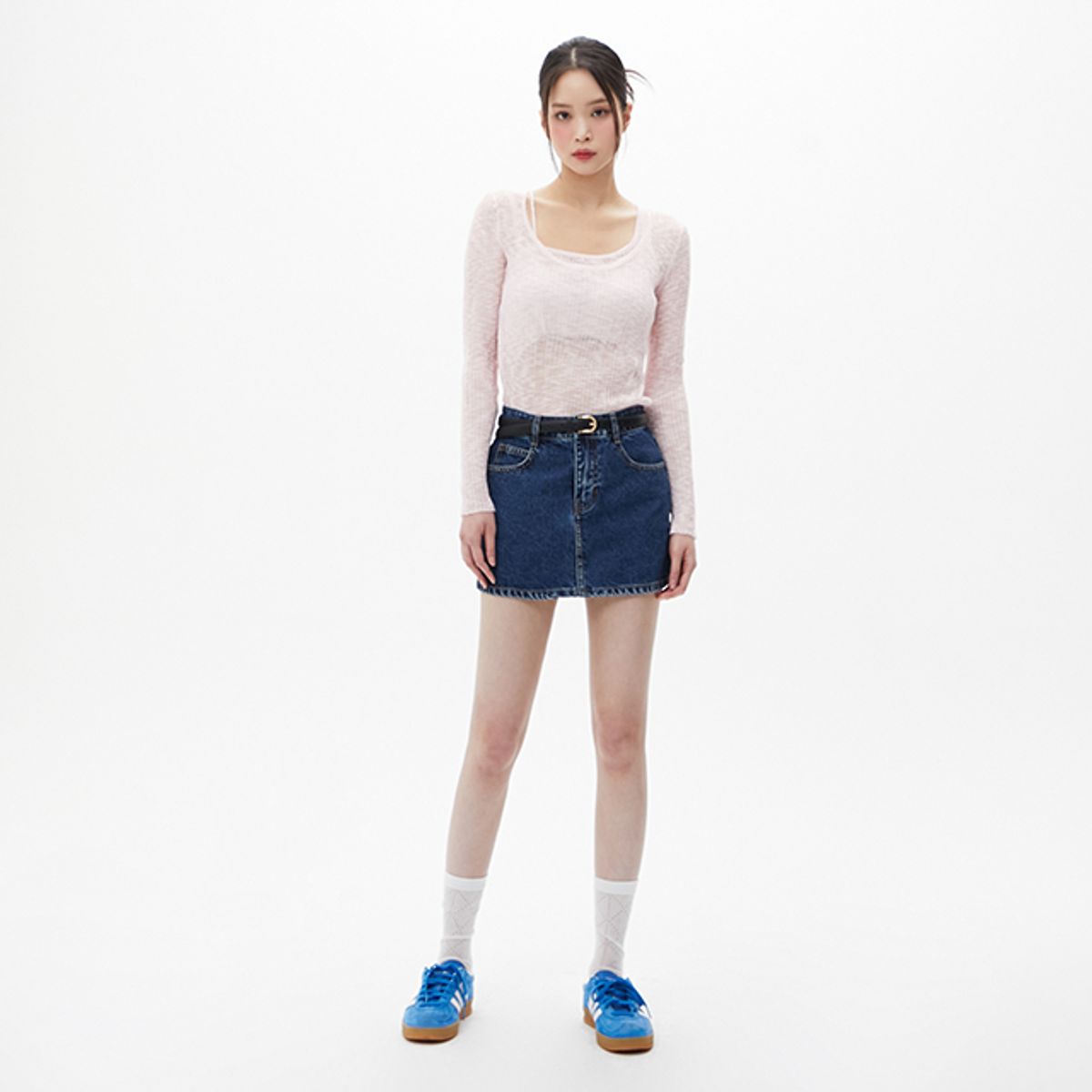 랩(LAP) 마이크로 파트 워싱 데님스커트 AQ2DS560