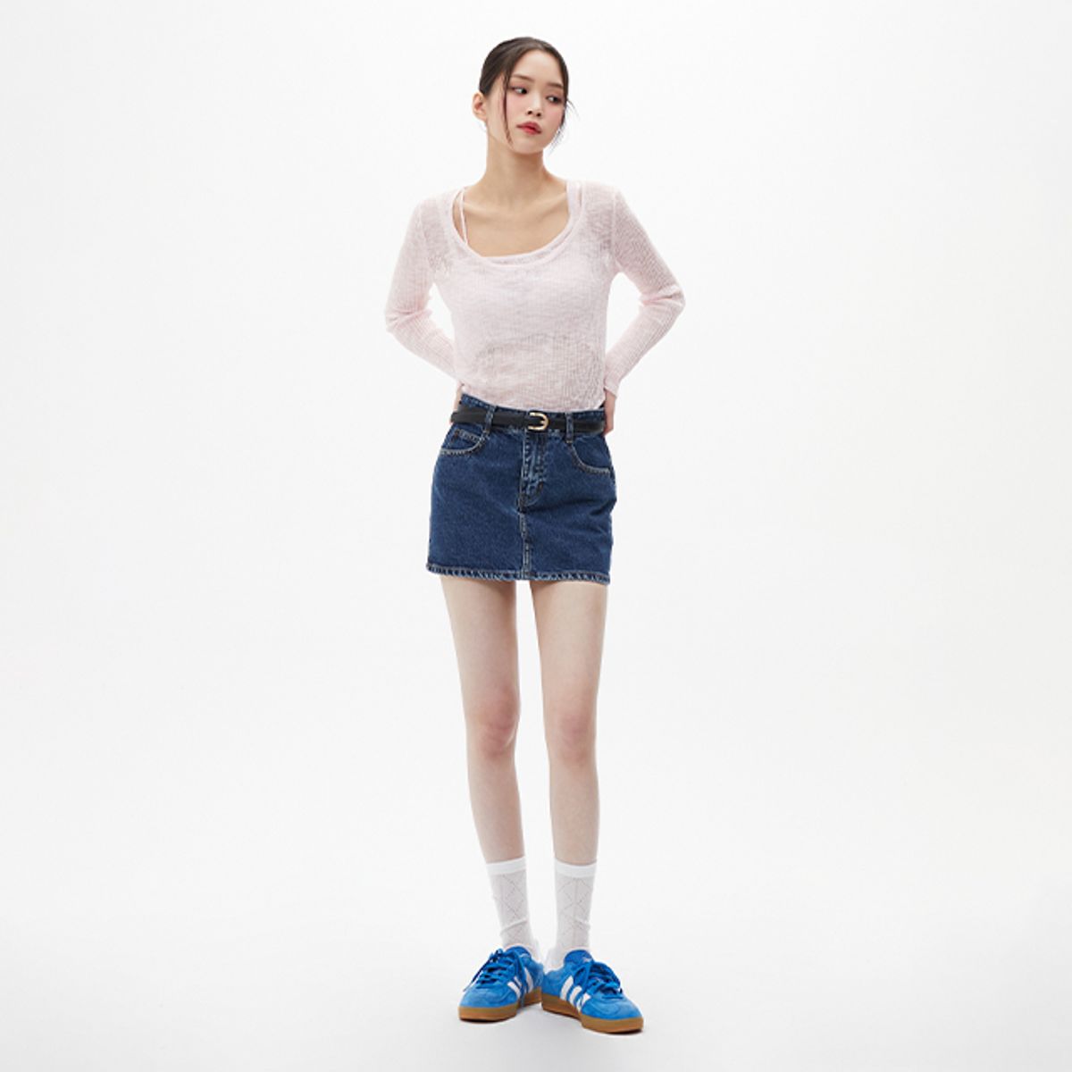 랩(LAP) 마이크로 파트 워싱 데님스커트 AQ2DS560