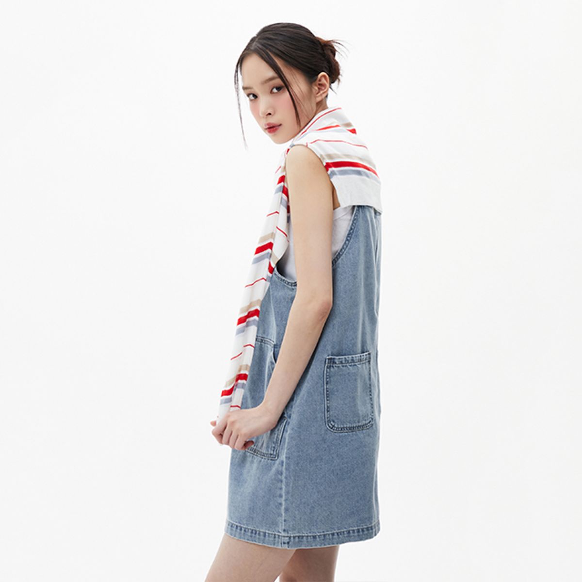 랩(LAP) 아일렛 포인트 스티치 데님원피스 AQ2DO564