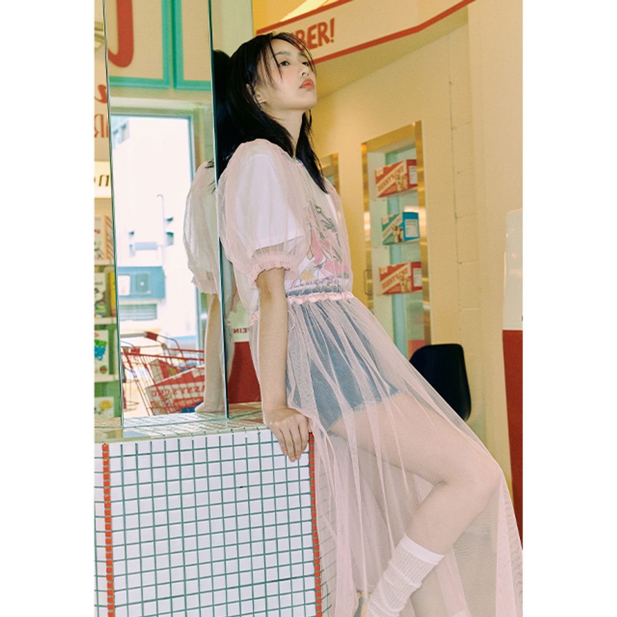 랩(LAP) 레이어드 샤 원피스 AQ2WO577