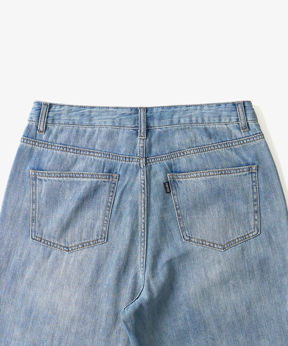 토피(TOFFEE) SL01 섬머 데님 와이드 팬츠 (FADE LIGHT BLUE)