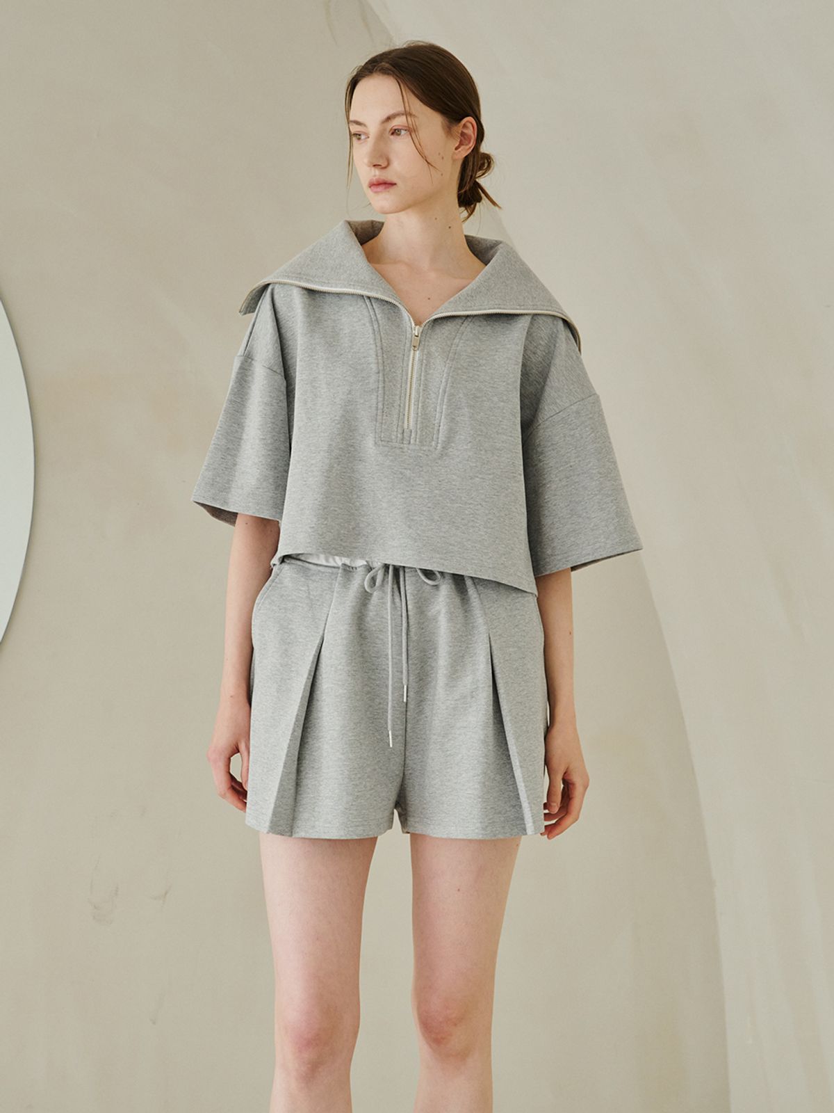누브(NOUVE) Double Waist Short Pants - M.Gray