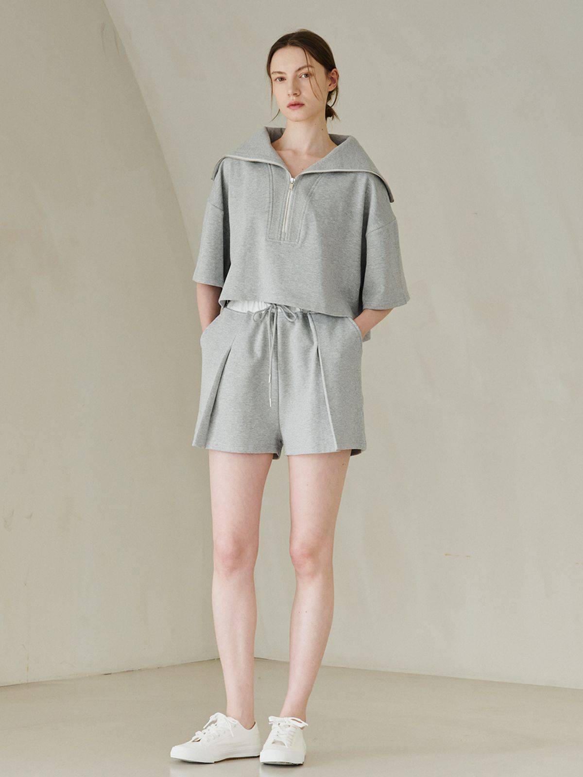 누브(NOUVE) Double Waist Short Pants - M.Gray