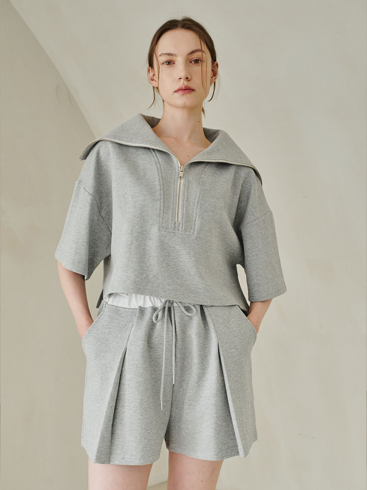 누브(NOUVE) Double Waist Short Pants - M.Gray