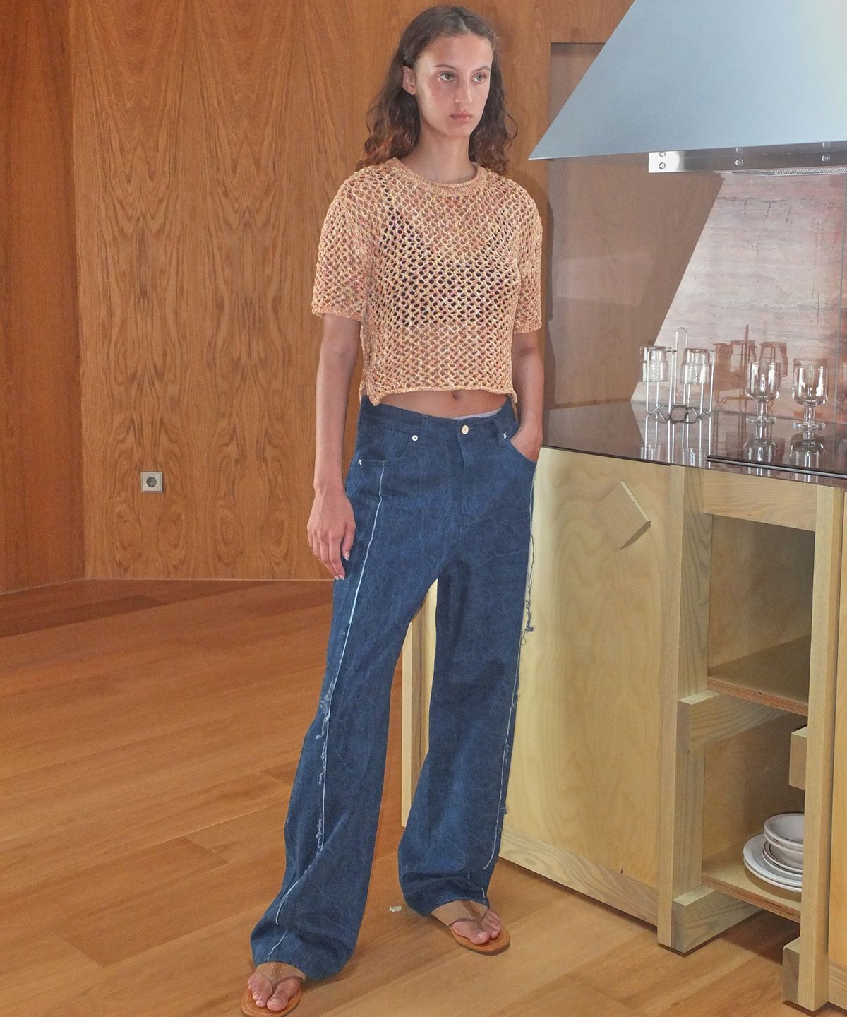 엔오르(EN OR) SCOTCH CROP HALF KNIT - ORANGE