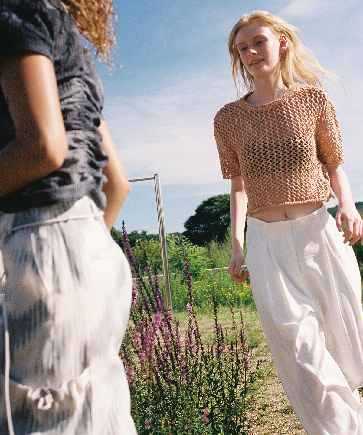 엔오르(EN OR) SCOTCH CROP HALF KNIT - ORANGE
