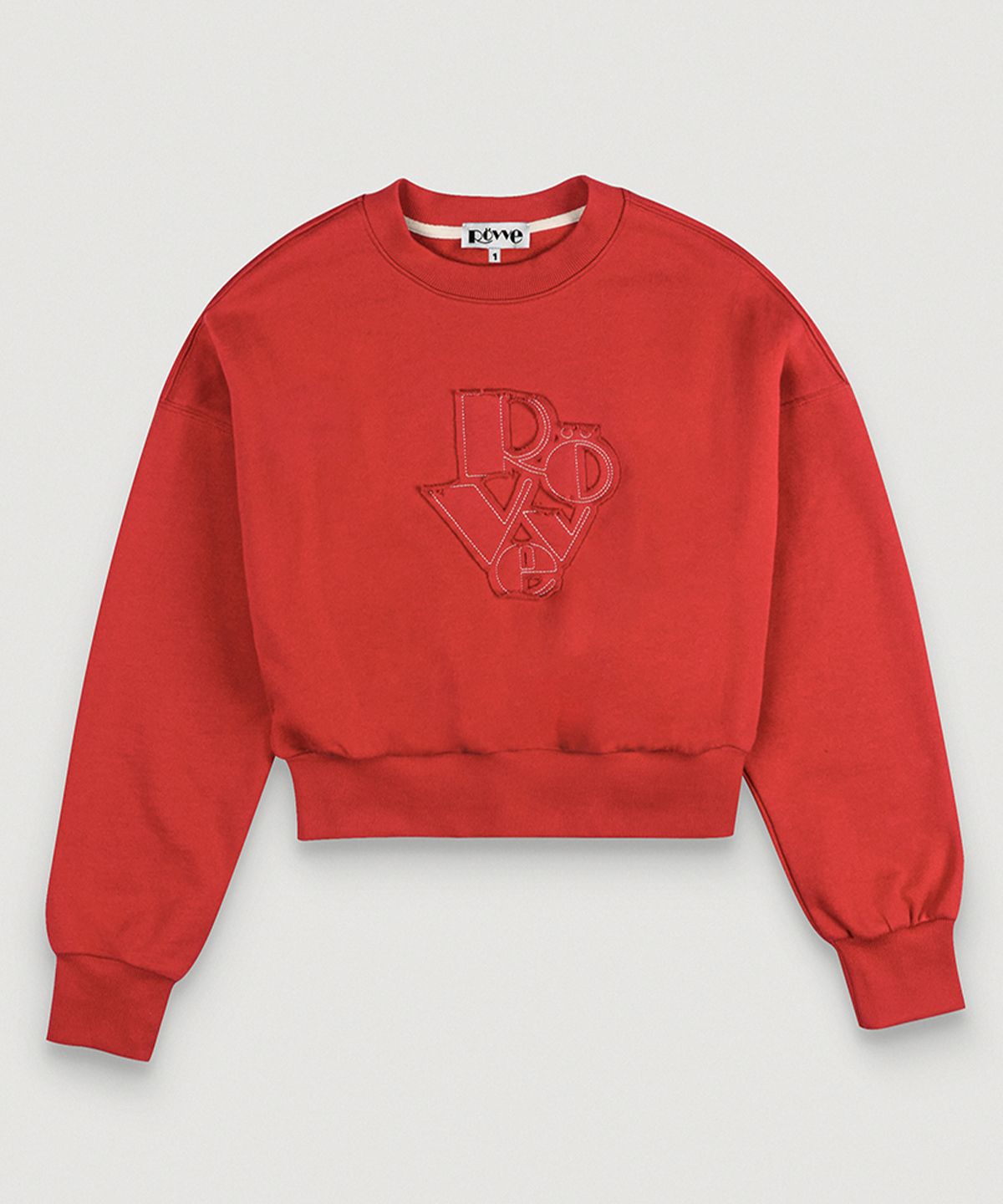 뢰브(ROVVE) Cropped Cut Off Sweat Shirt (Red)