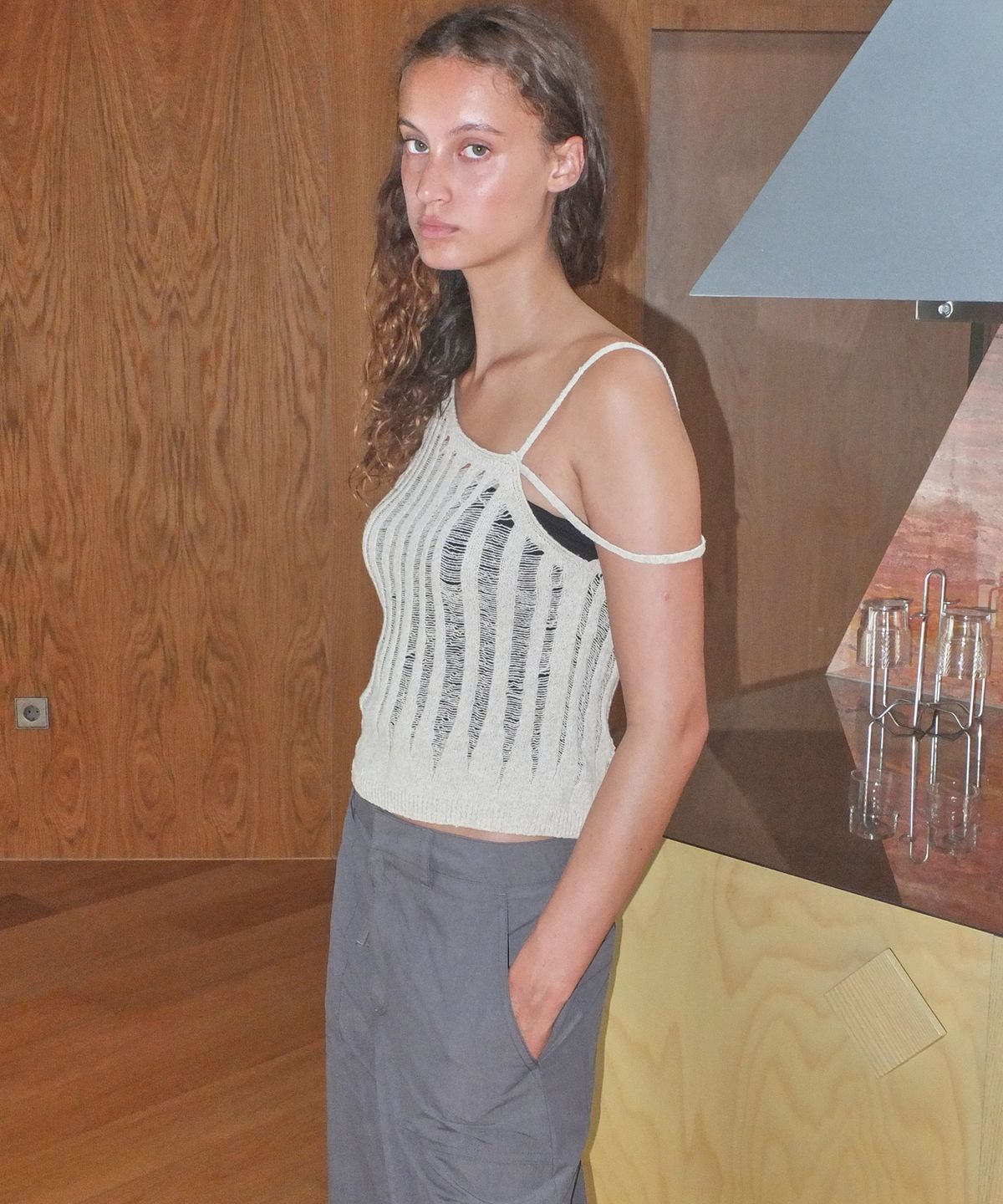 엔오르(EN OR) LAYERED TANK KNIT TOP - BEIGE