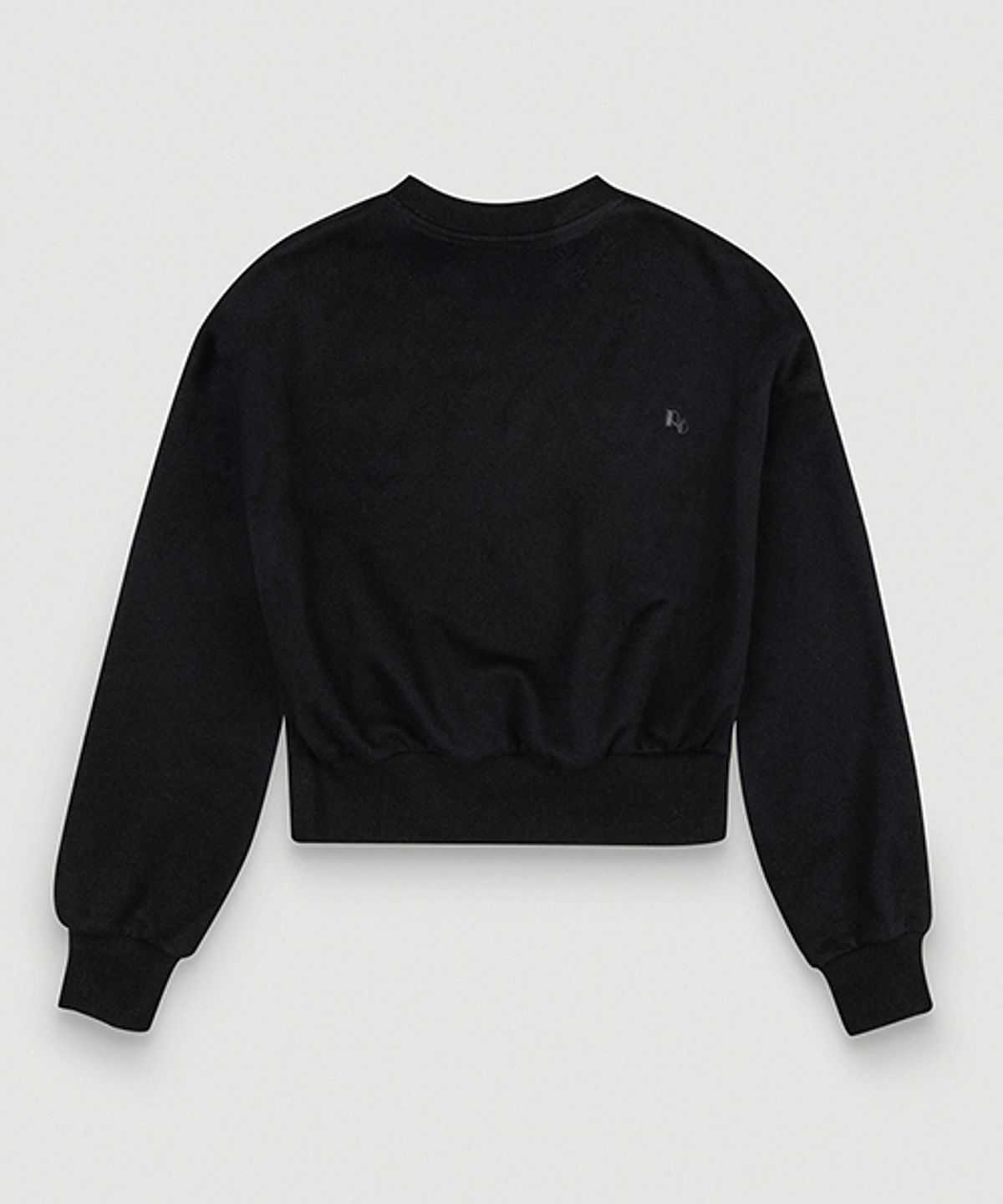 뢰브(ROVVE) Cropped Signature Embo Sweat Shirt (Black)
