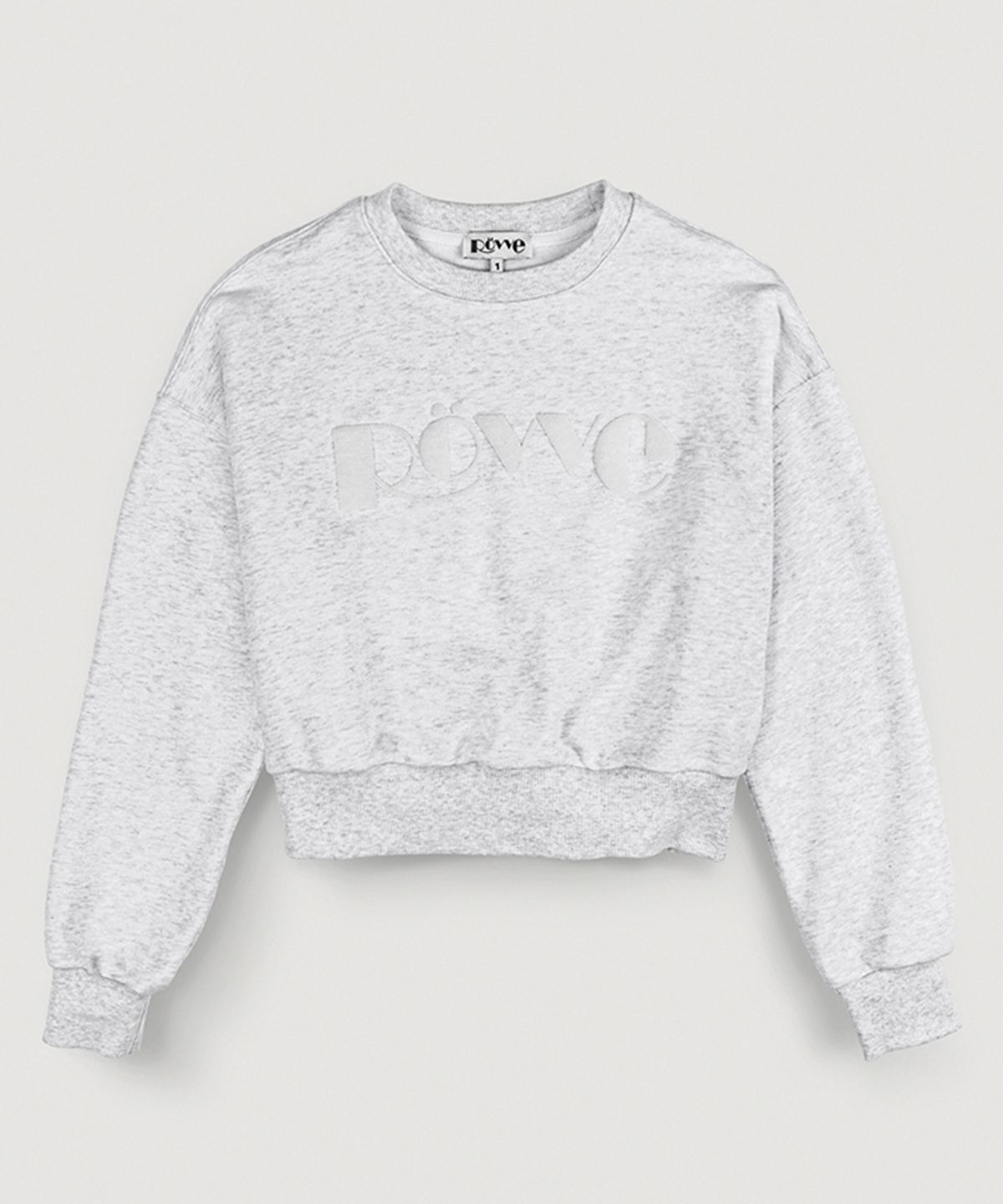 뢰브(ROVVE) Cropped Signature Embo Sweat Shirt (Gray)