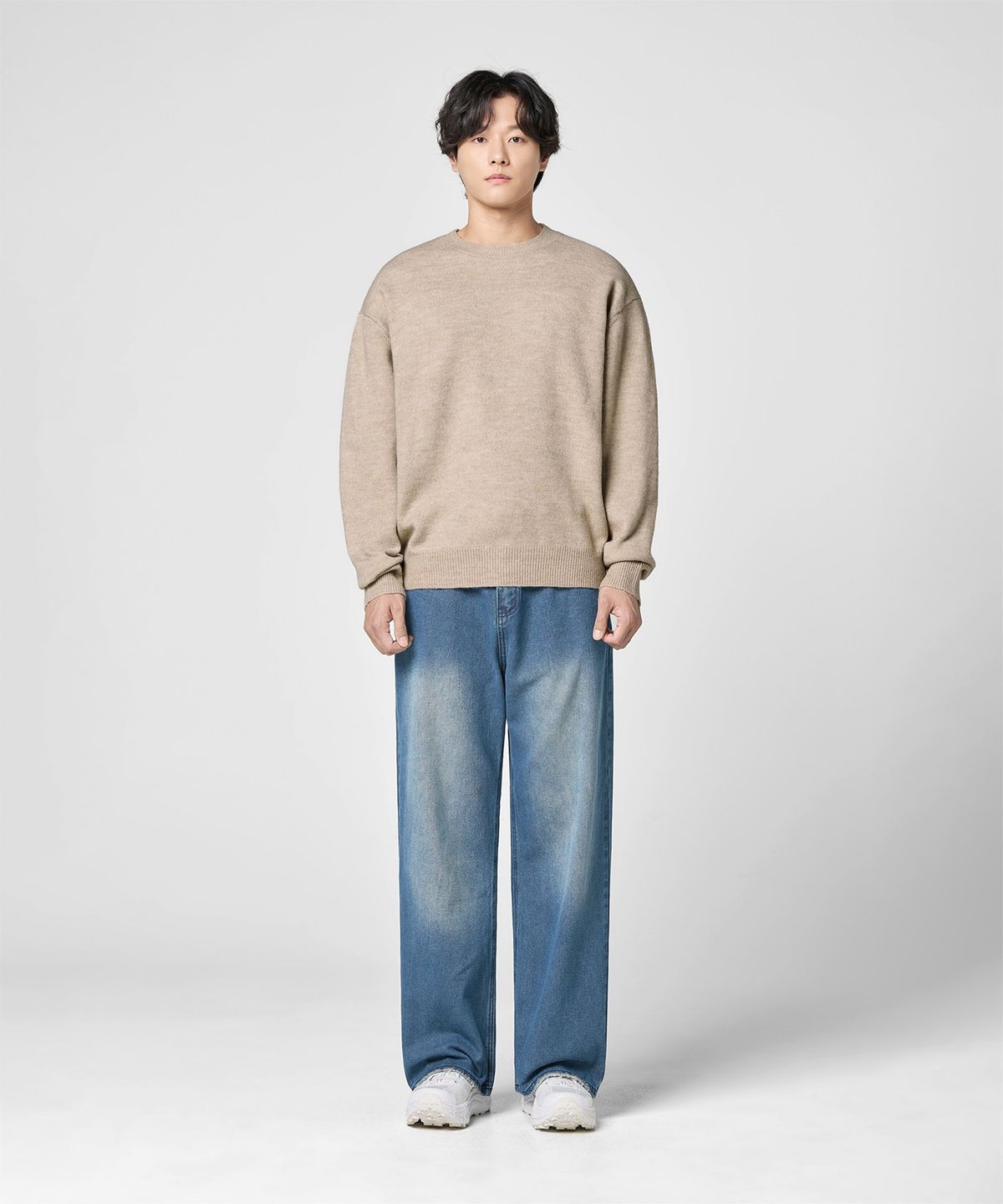 에이지오디(AGOD) 와이드 워싱 데님 팬츠 [인디고]