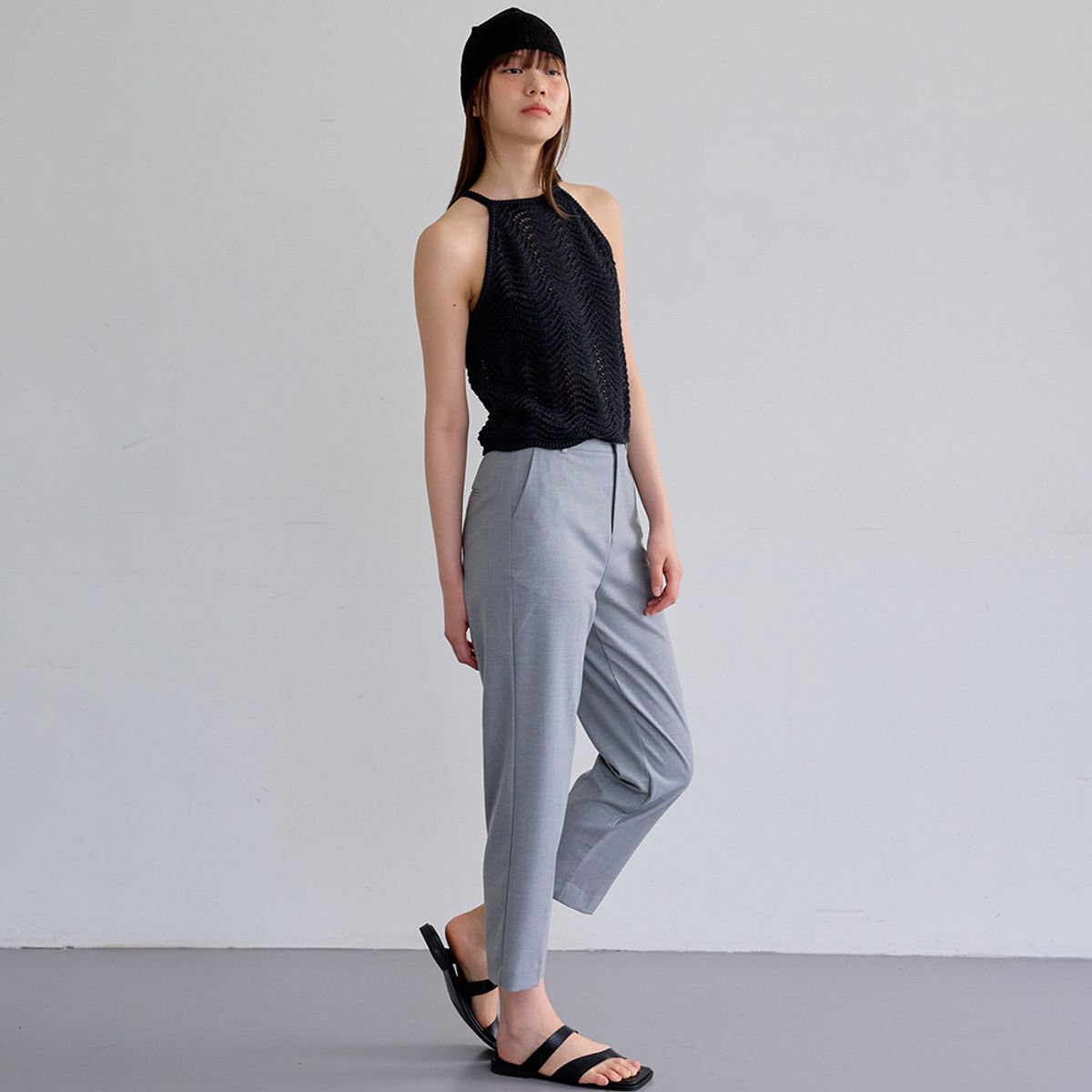 에이앤레이(AEIREI) AR_Crochet halterneck top_BLACK