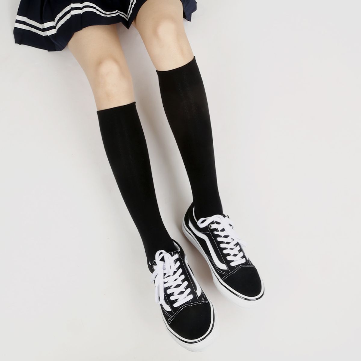 삭스에이(SOCKSA) [2PACK] 베이직 무지 순면 니삭스 니하이 스타킹 6색상