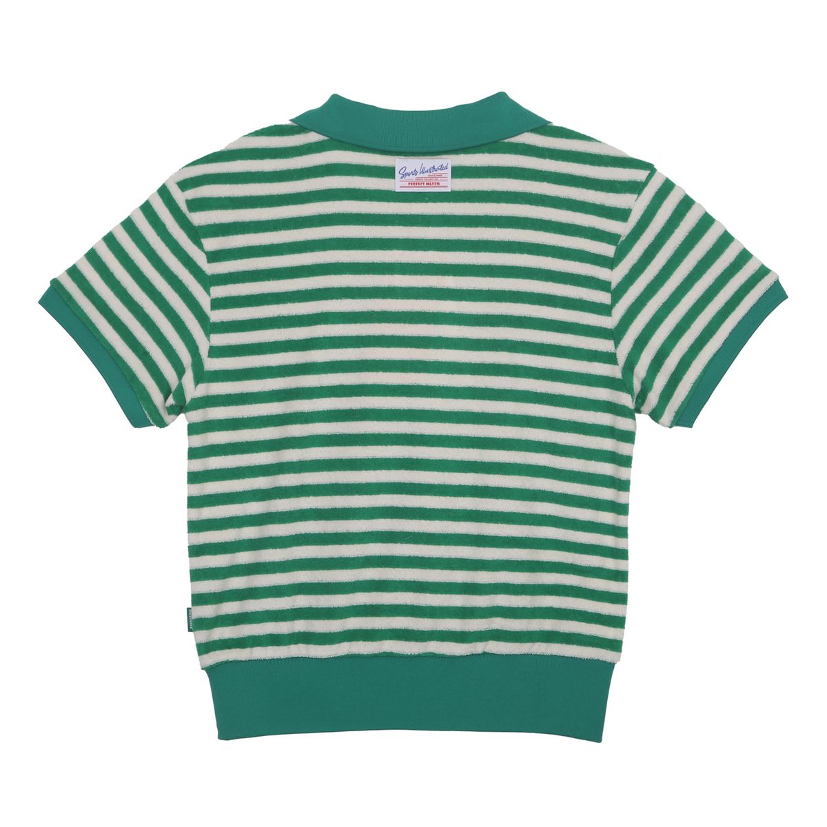 스포츠 일러스트레이티드(SPORTS ILLUSTRATED) TENNIS WOMEN HALF SLEEVE STRIPED COLLARED T-SHIRT (GREEN)