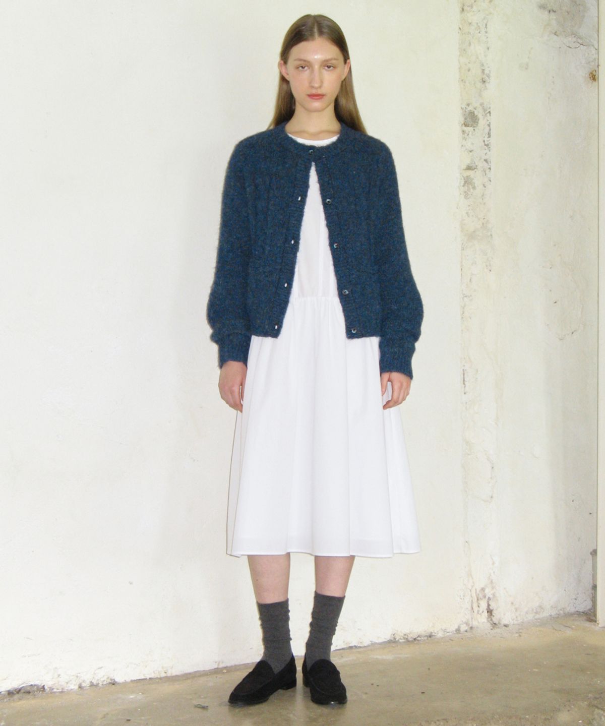 시눈(SINOON) Tuck Shirring Dress (White)