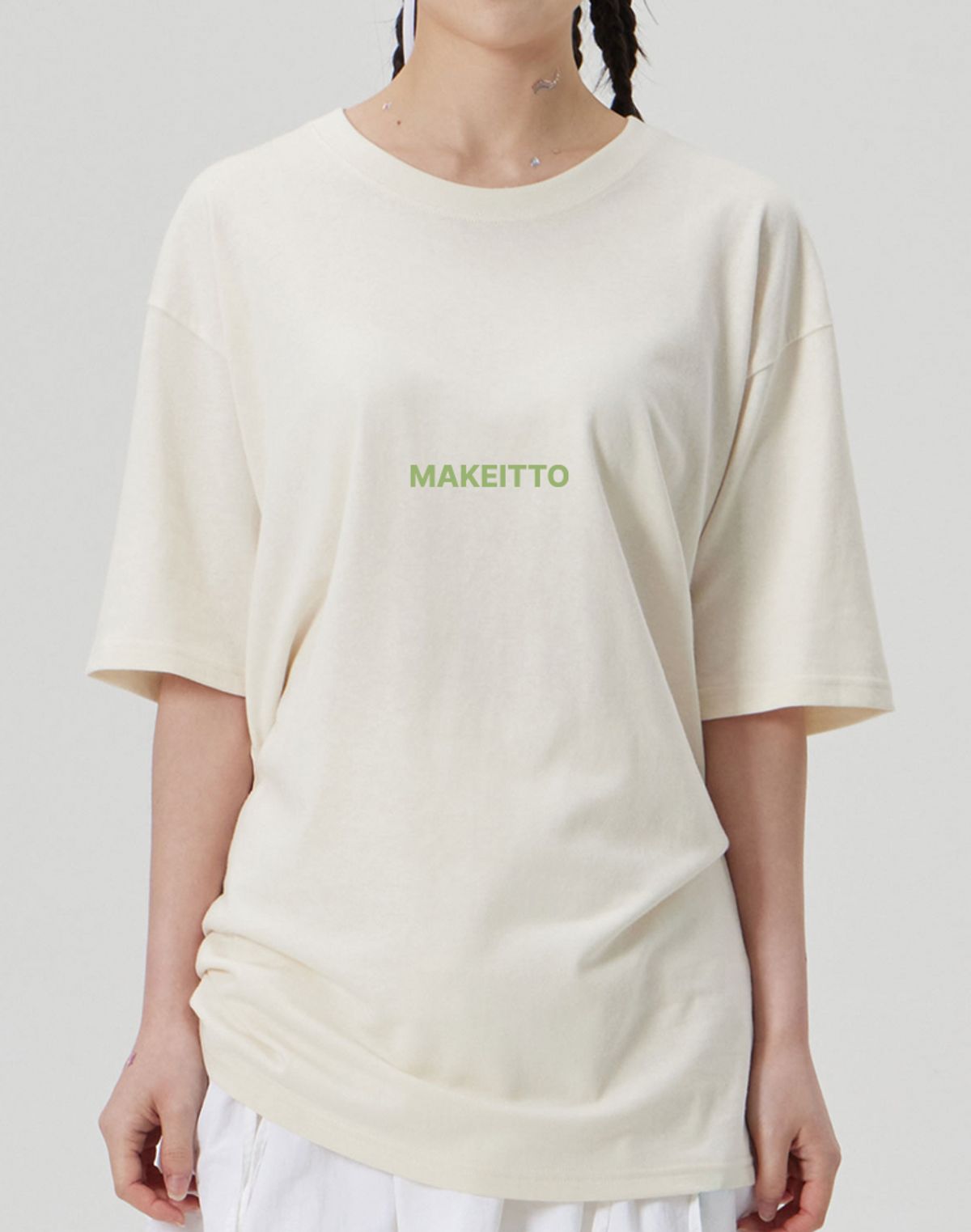 메이킷투(MAKEITTO) [SQUARE LOGO] CREW NECK TEE_CREAM
