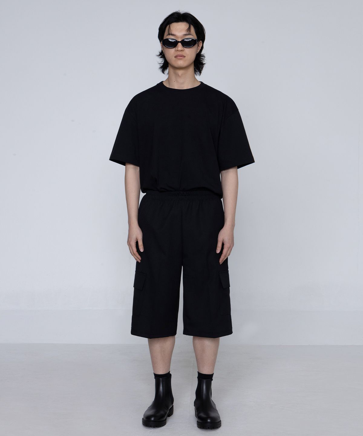 그레이버(GRAVER) [UNISEX]세미 와이드 버뮤다 카고 밴딩 슬랙스