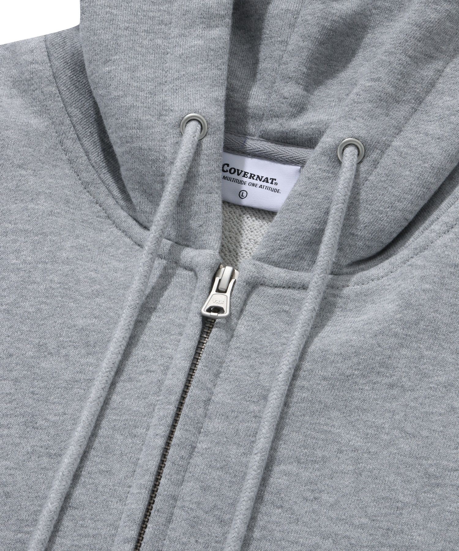MUSINSA | COVERNAT Small Authentic Hoodie Zip-up Melange Gray