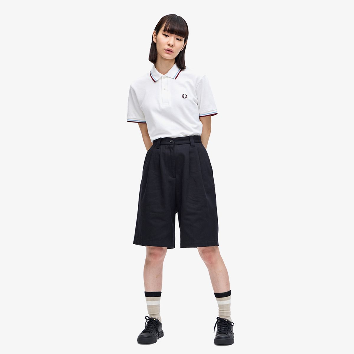 프레드페리(FRED PERRY) [M12] 트윈 팁 프레드페리 셔츠 - 화이트/아이스/마룬 M12-120 Made In England