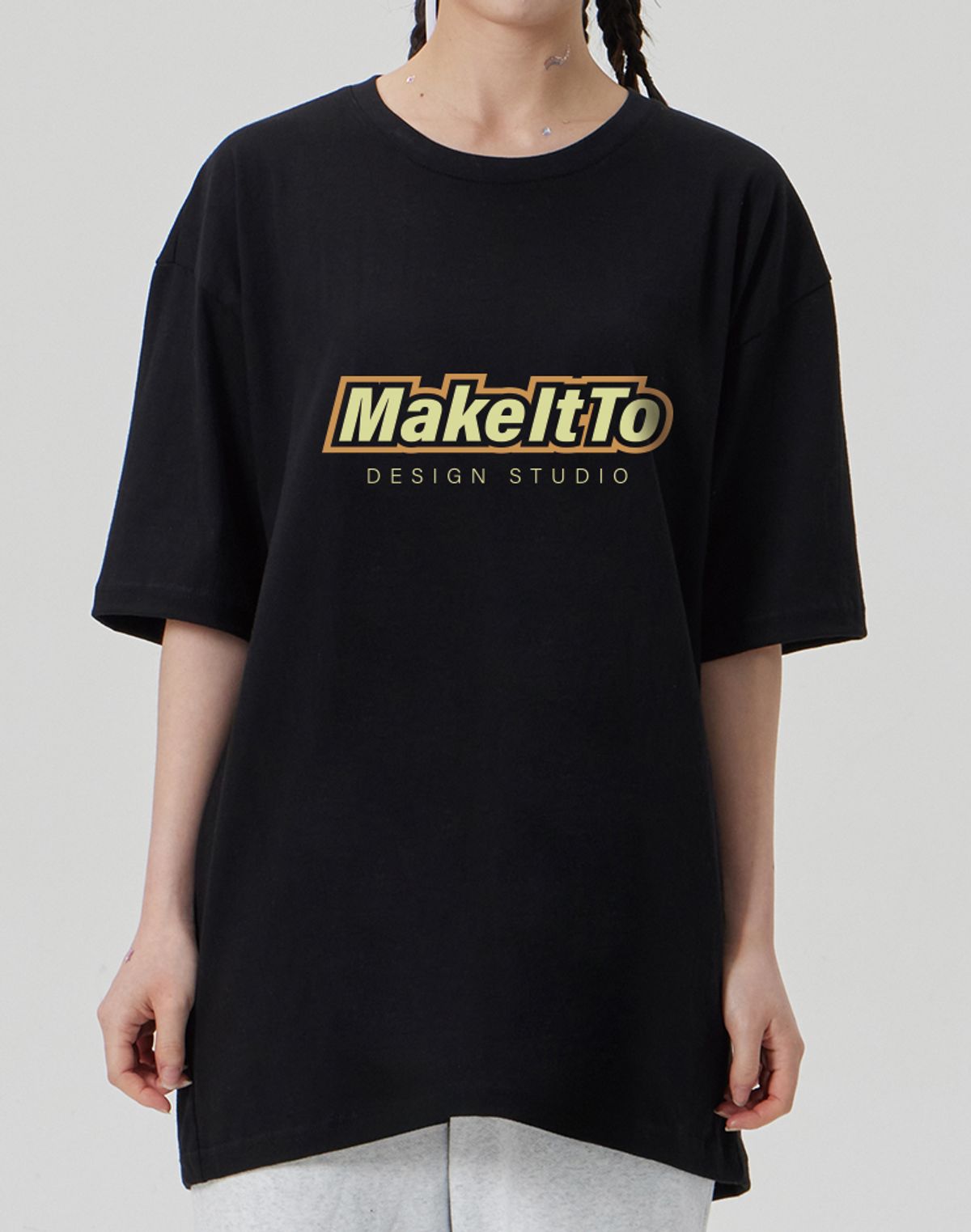 메이킷투(MAKEITTO) [BORDER LOGO] CREW NECK TEE_BLACK