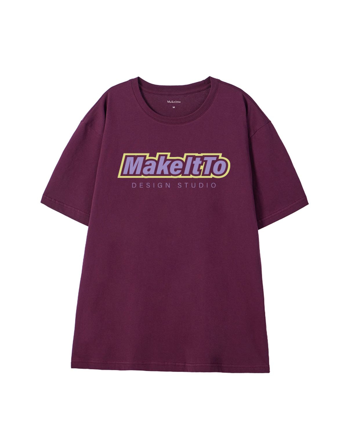 메이킷투(MAKEITTO) [BORDER LOGO] CREW NECK TEE_WINE