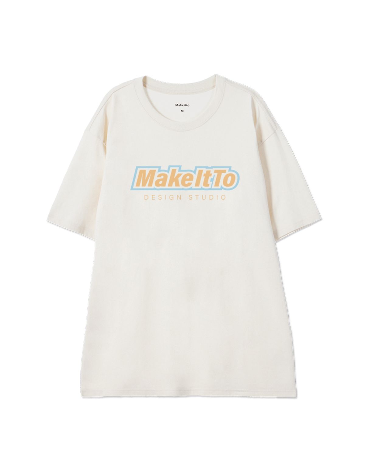 메이킷투(MAKEITTO) [BORDER LOGO] CREW NECK TEE_CREAM