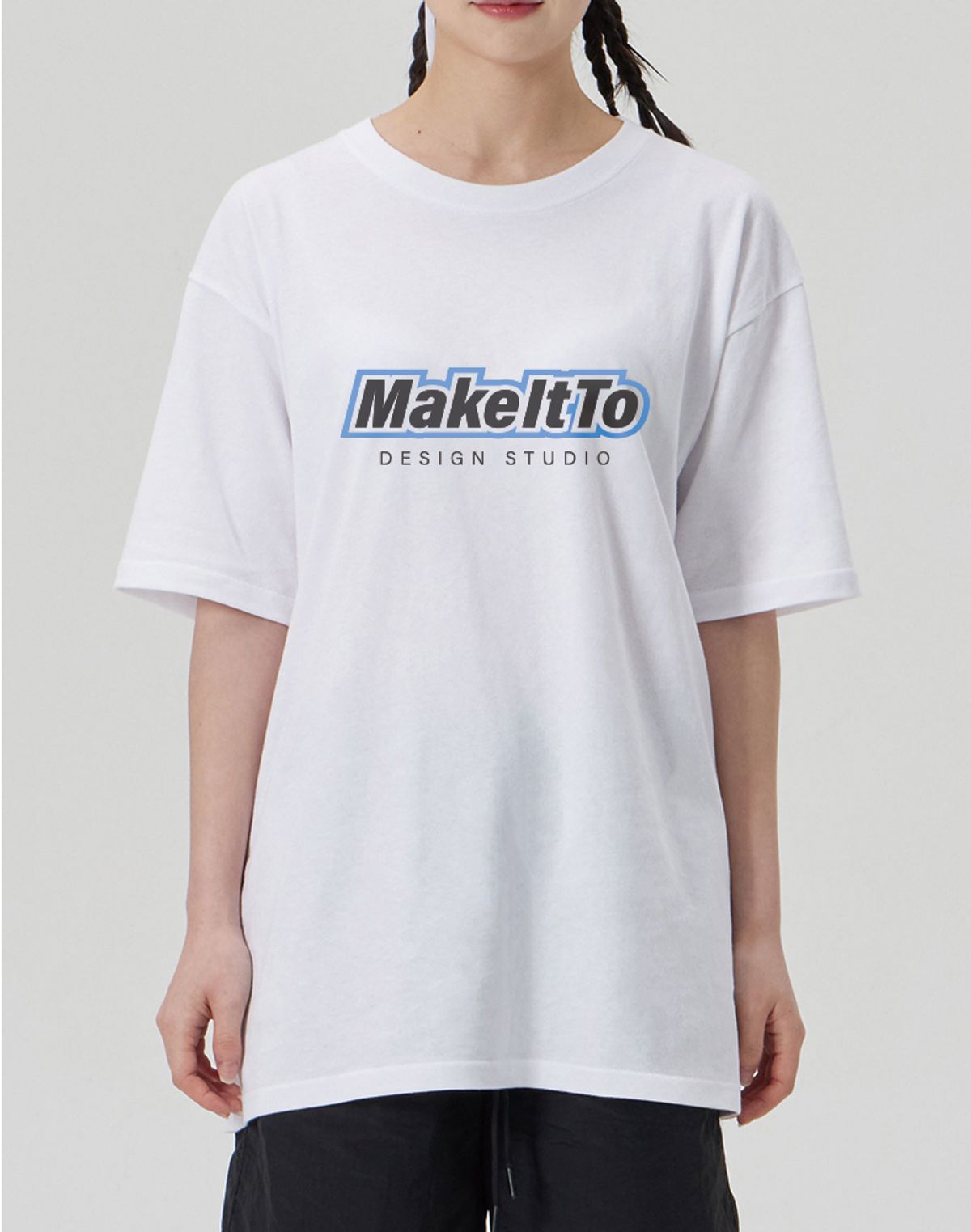 메이킷투(MAKEITTO) [BORDER LOGO] CREW NECK TEE_WHITE