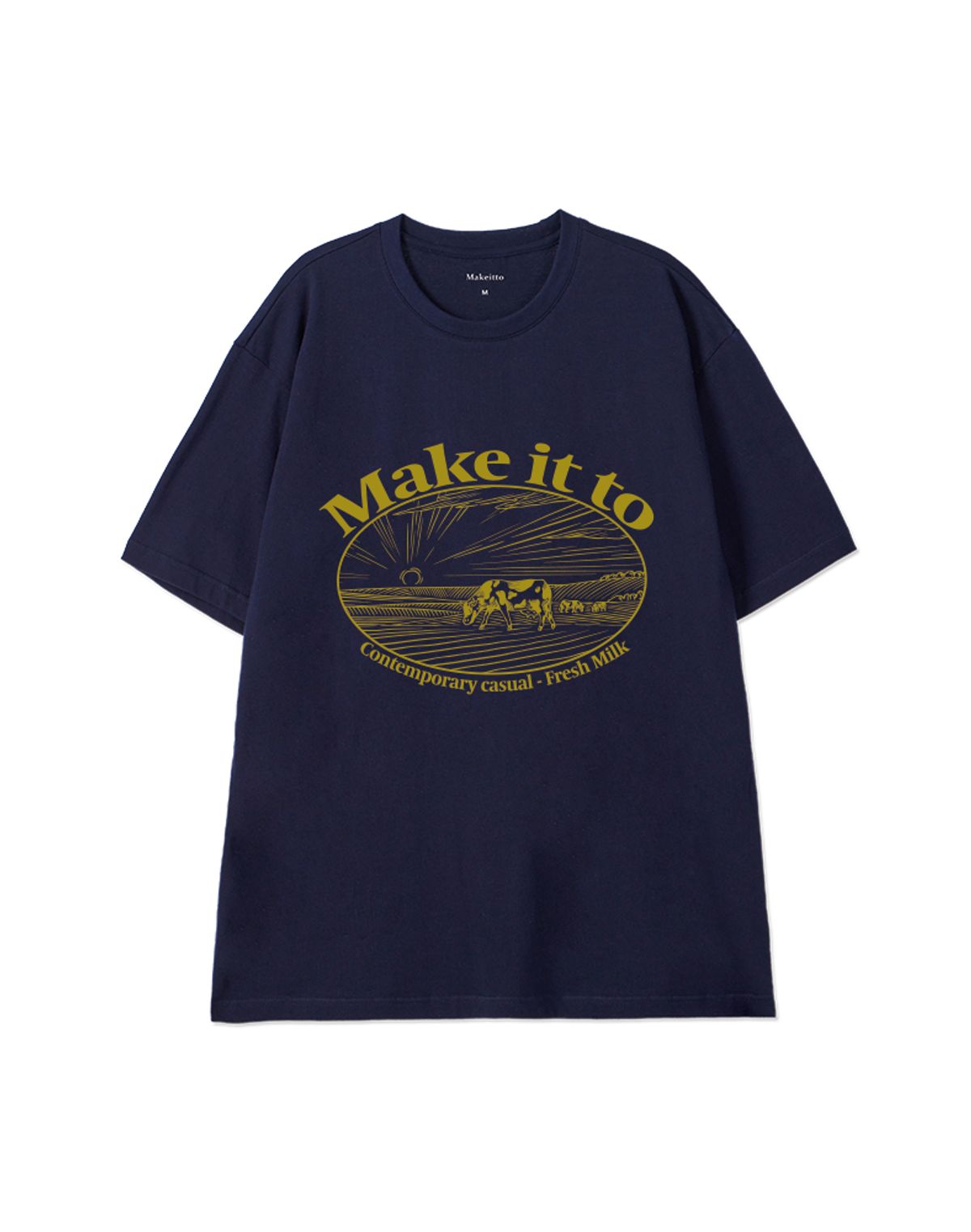 메이킷투(MAKEITTO) [FRESH MILK] CREW NECK TEE_NAVY