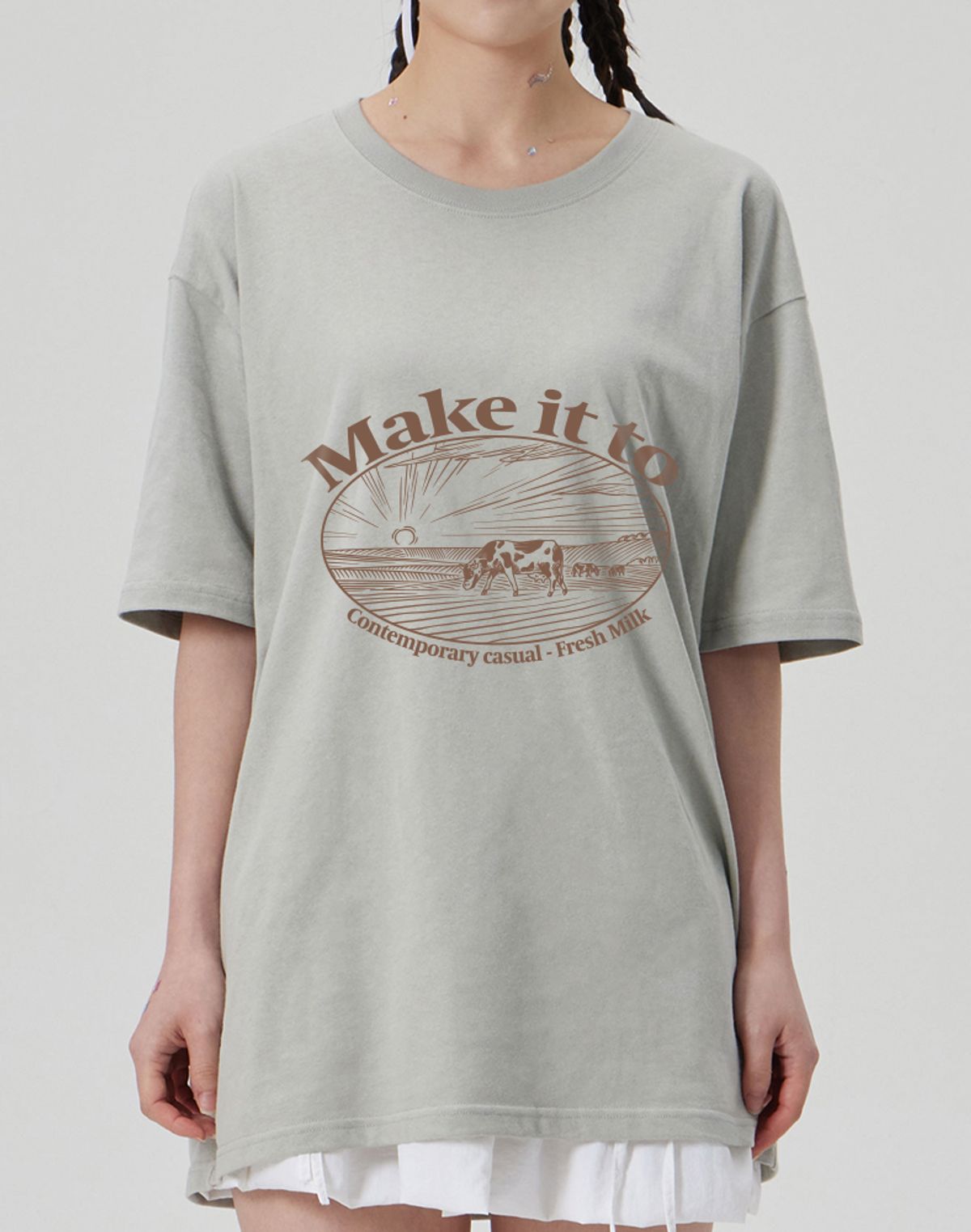 메이킷투(MAKEITTO) [FRESH MILK] CREW NECK TEE_MINT