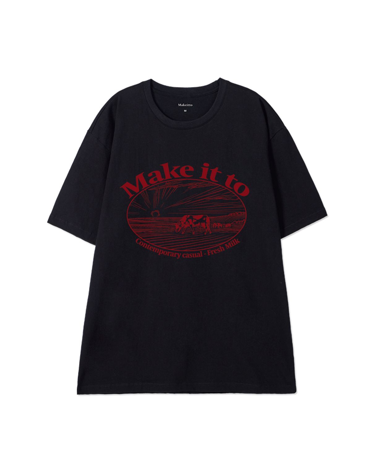 메이킷투(MAKEITTO) [FRESH MILK] CREW NECK TEE_BLACK
