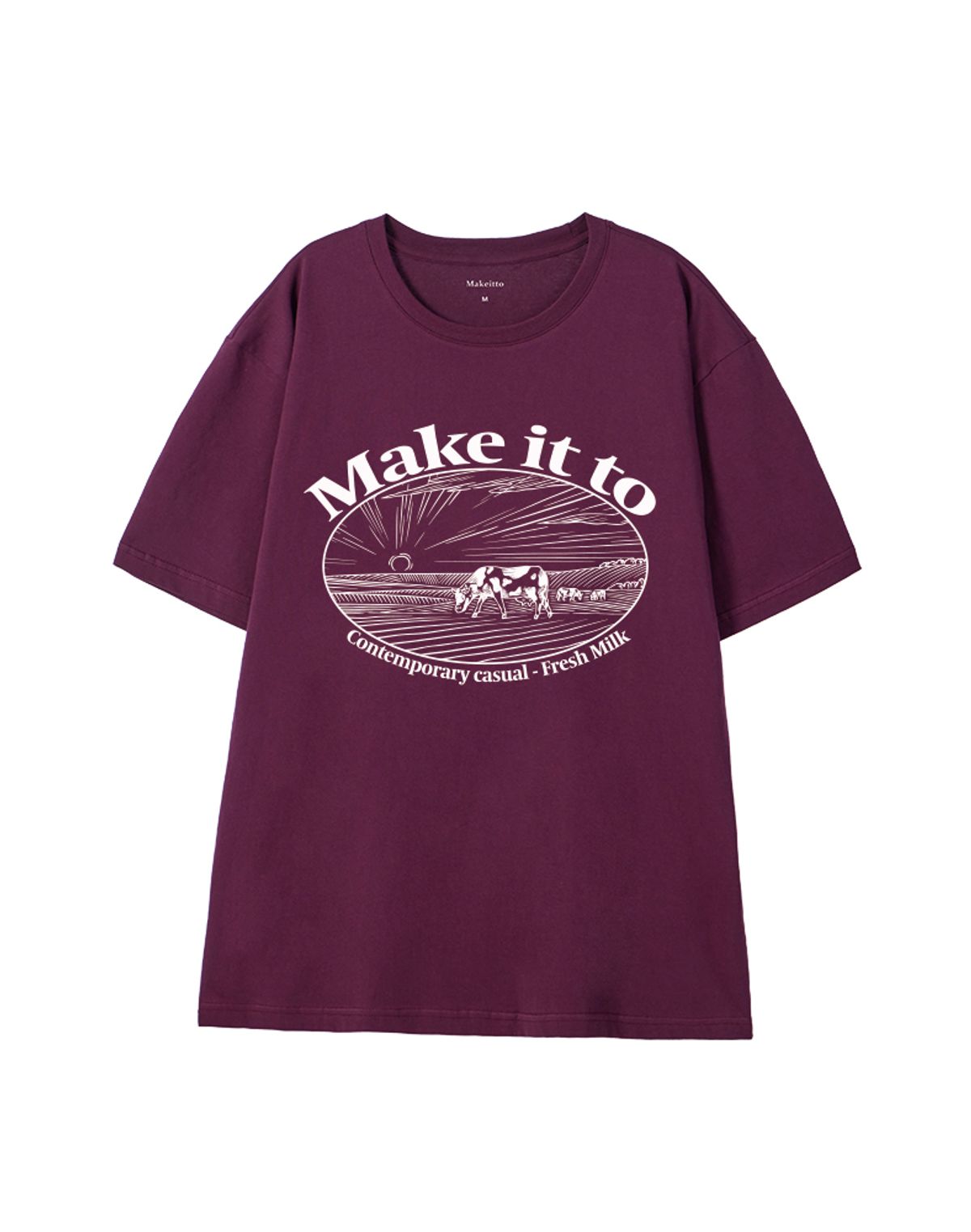 메이킷투(MAKEITTO) [FRESH MILK] CREW NECK TEE_WINE