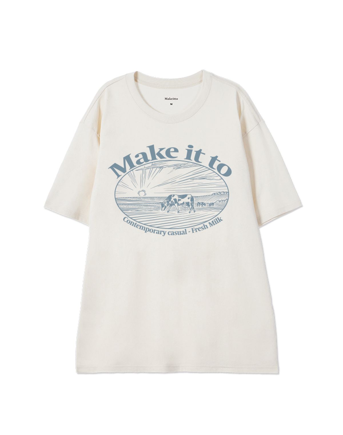 메이킷투(MAKEITTO) [FRESH MILK] CREW NECK TEE_CREAM