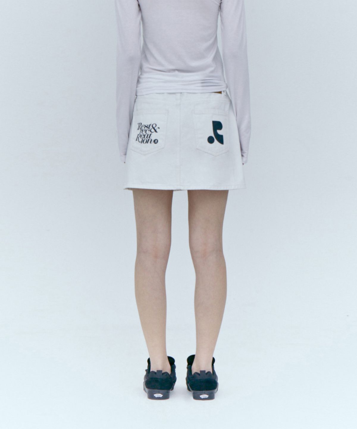 레스트앤레크레이션(REST&RECREATION) DENIM MINI SKIRT_WHITE